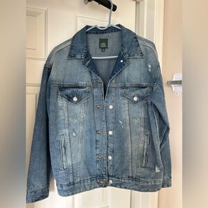Wild Fable Oversized Ripped Detail Denim Jacket